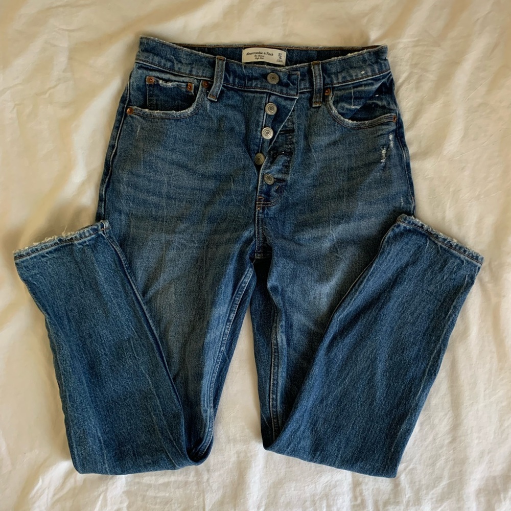 High rise skinny jeans with 5 button waist